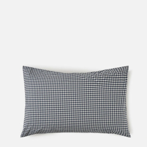 Citta Gingham Organic Cotton Pillowcase Pair - Navy 76x50cm