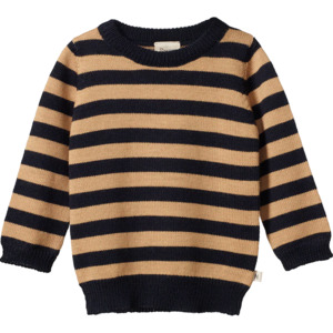 Nature Baby Merino Knit Pullover - Navy/Caramel Stripe
