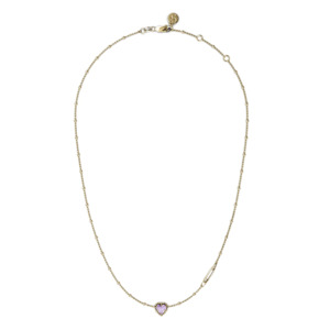 Stolen Girlfriend Dahlia's Heart Necklace Gold Plated 18K Gold - Pink Amethyst