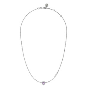 Stolen Girlfriend Dahlia's Heart Necklace Silver - Pink Amethyst