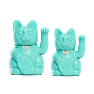 Living: Diminuto Cielo Luckycat Turquoise Decorative Tabletop Object