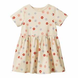 Nature Baby: Nature Baby Saturday Dress - Petite Flora Stamp Print