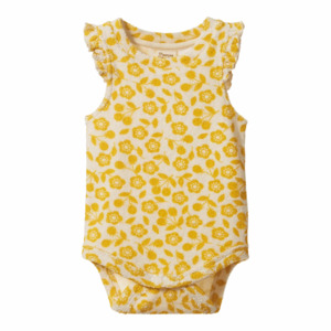 Child Baby: Nature Baby Fleur Bodysuit Terry - Kitchen Garden Freesia Print