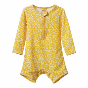 Child Baby: Nature Baby One Piece Bathing Trunks - Kitchen Garden Freesia Print