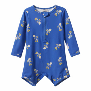 Nature Baby One Piece Bathing Trunks - Fish Fable Blue Print