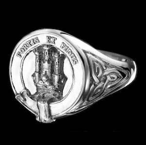 MacLachlan Clan Crest Signet Ring - celtic sides