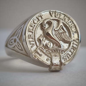 Stewart Clan Crest Signet Ring - celtic sides