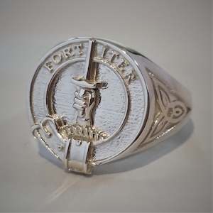 Signet Rings Celtic Sides: MacAlister Clan Crest Signet Ring - celtic sides