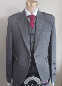 Kilt Jackets: Braemar Jacket & Vest in Grey Tweed - Special