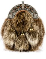 Norwood Brown Leather Collection: Antique Thistle on Brown Raccoon Sporran