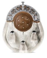 Norwood Brown Leather Collection: Plain Chrome Thistle and Targe Sporran