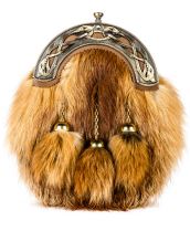 Norwood Brown Leather Collection: Antique Brass Serpent on Red Fox Sporran