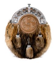 Norwood Brown Leather Collection: Chrome Thistle on Brown Musquash with Targe Sporran