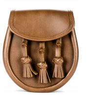 Norwood Brown Leather Collection: Plain Leather Knotted Tassels Sporran