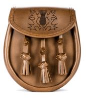 Norwood Brown Leather Collection: Thistle Etched with Knotted Tassels Sporran