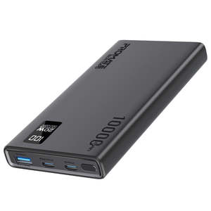 Promate 10000mAh Super Slim Smart Charging Power Bank Black