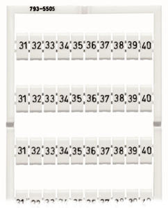 EngComp Wago Horizontal Marking - 2.5mm - 31 .. 40 (Card of 10 x 10 Rows)