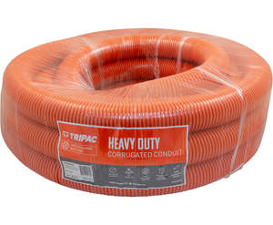 Conduit Duct And Cable Support: Tripac Heavy Duty PVC Corrugated Conduit Orange 63mm (10m)