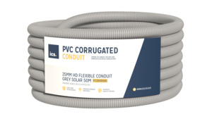 Conduit Duct And Cable Support: ICS 25mm HD Flexible Conduit Grey Solar 50M