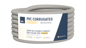 ICS 25mm HD Flexible Conduit Grey Solar 25m
