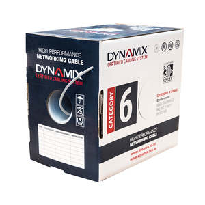 Data Copper: Dynamix CAT6 White UTP Solid 250MHz 24AWGx4P Price Per Metre (305m) Cable