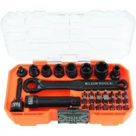 Klein KNECT 1/4inch Drive Impact Rated Pass Through Socket Set SAE 32pc
