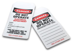 Warnings And Signs: Elecsupp Tuftag Safety Tag Marked DANGER DO NOT OPERATE