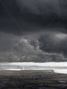 Products: The View Towards Napier while a Storm front Passes over Te Mata Peak (Te Mata o Rongokako), Hawke's Bay, New Zealand - SCP Stock