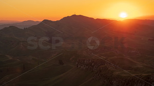 Mount Erin at sunset, as seen from Te Mata Peak, Hawke's Bay, New Zealand - SCP Stock