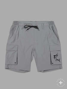 Apparel and Life Jackets: Angler Tech Cargo Shorts - Steel Gray
