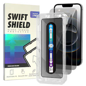 Clearance: iPhone 16e Tempered Glass Screen Protector [2-Pack] with Easy Alignment Frame – Privacy, Premium by SwiftShield