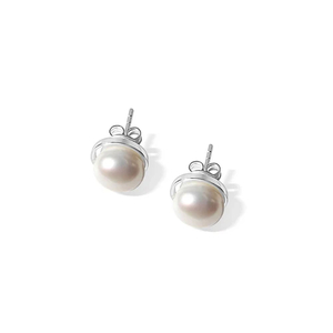 Products: SILVER PERLE FRESH WATER PEARL BUTTON STUD EARRINGS scsaddlery