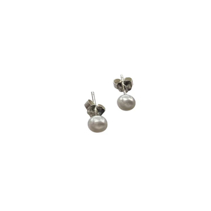 SILVER PERLE 4MM FRESH WATER PEARL STUD EARRINGS scsaddlery