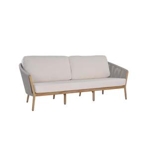 Miami Outdoor Teak and Rope 3-Seater Sofa