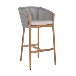 Dining: Miami Outdoor Teak and Rope Bar Chair
