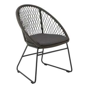Outdoor Dining Chairs: Zaha Cross Weave Outdoor Dining Chair - Agora Panama Coal