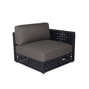 Logan Outdoor Wicker Single Arm Sectional (Black)