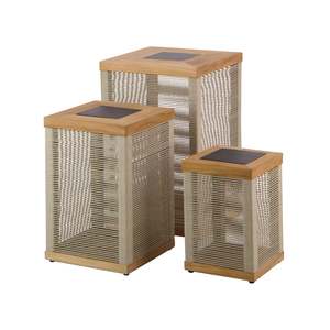 Teak Lantern with Rope Weave (White)