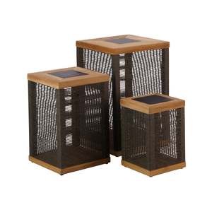 Teak Lantern with Rope Weave (Black)