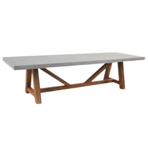 Raw Concrete Trestle Dining Table