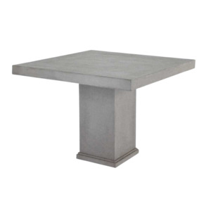 Raw Concrete Square Pedestal Dining Table