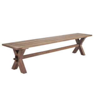 Rustic X-Leg Reclaimed Teak Backless Bench