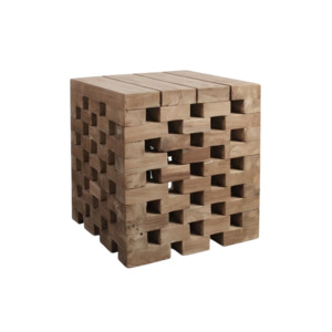 Outdoor Side Accent Tables: Crossword Reclaimed Teak Side Table