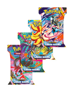 Products: Pokemon: Mega Evolution: Chaos Rising: Sleeved Sealed Booster Pack x4 Art Set (English)