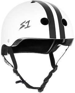 Protective Gear: S-One Helmet Lifer CJ Collins White Gloss with Black Stripes