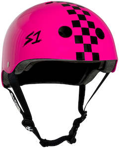 S-One Helmet Lifer Pink Gloss with Checker Stripe
