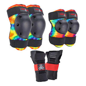 Roller Skating Kids Padding: Triple 8 Tri Pack Saver Series Junior, Tie Dye