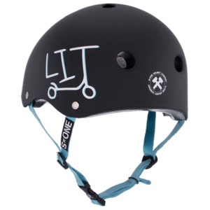 Protective Gear: S-one Helmet Lifer Matte Black Blue Straps Undialed Lit Colab