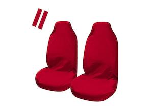Universal: Universal Pulse Throwover Front Seat Covers - Bonus Seat Belt Buddies | Red