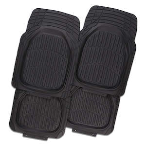Mystic 4-Piece Black Rubber Car Mat